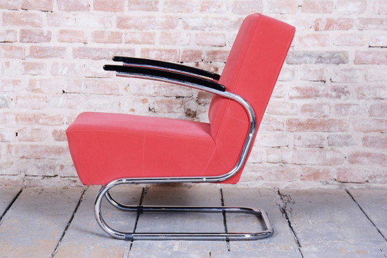 Fauteuil Bauhaus restauré, par W. Gispen, Mücke-Melder, Chrome, Tchèque, années 1930 – Metal, Velvet (photo 7 of 8)
