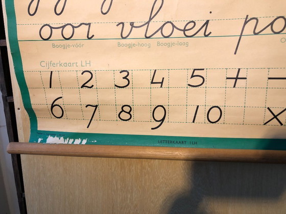 Image 1 of Tabella scolastica vintage, mappa scolastica, lettere e scrittura - 64 x 86 Wolters Noordhoff, come nuova