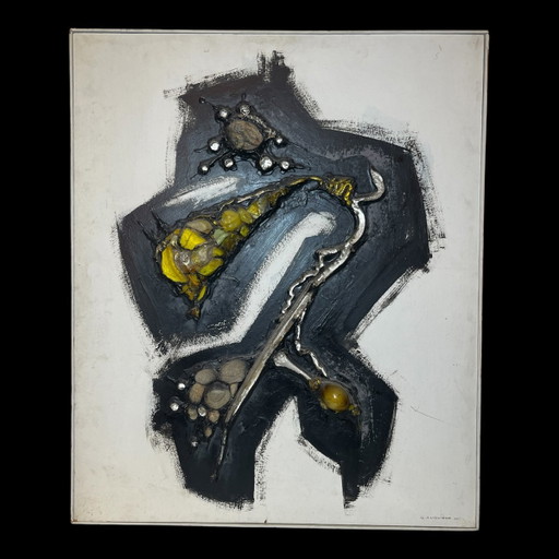 Gilbert Auquière, Composition abstraite, années 1960, Technique mixte