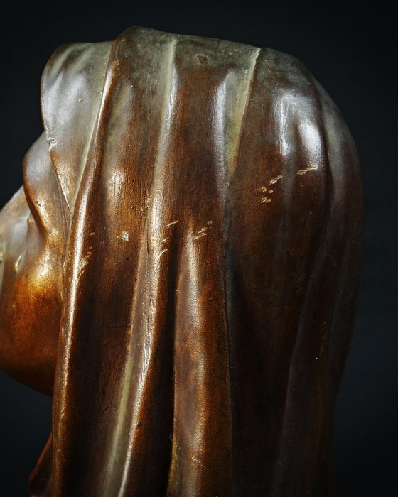 Image 1 of Oscar Ruffony (1874-1946) Büste Tränende Jungfrau Maria Regula auf Marmor Art Deco