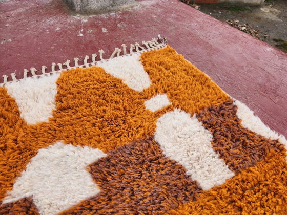 Tapis Beni Ouarain 300x200 cm – Laine épaisse, motifs berbères ocre & écru, – Coton, Bohemian (photo 3 of 11)
