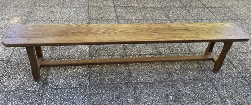 Solid Oak Wood Farmhouse Bench 220cm for Rustic 1950s Farmhouse Table – bankjes