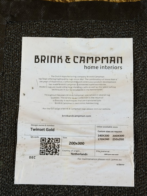 Brink en Campman tapijt Twinset Gold NIEUW 