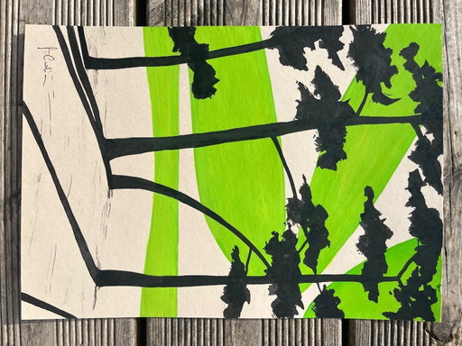 Inkt en gouache op natuurpapier. Formaat 30x21cm.