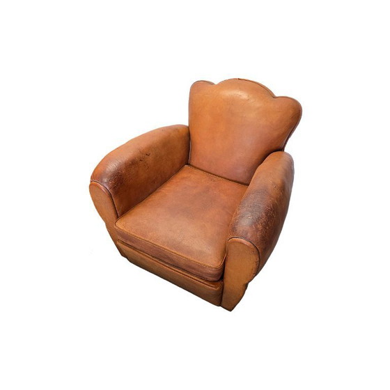 Image 1 of French Art Deco style leather club armchairs, 1950s/60s