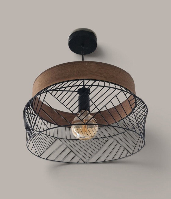 Lampe Design Style Scandinave - Bois Et Métal Noir – Suspensions, Metal, Wood (photo 6 of 13)