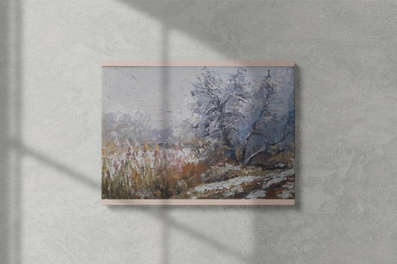 Original Oil Painting Nature Landscape Breath of Winter – Paintings & Drawings, Mdf (photo 2 of 8)