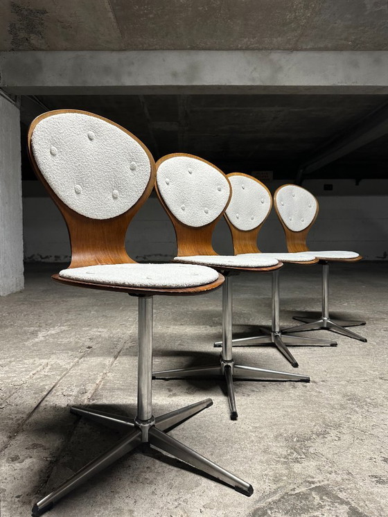 Image 1 of Set di 4 sedie vintage in legno curvato e impiallacciato in palissandro di Elmar Flötotto, Germania 1960