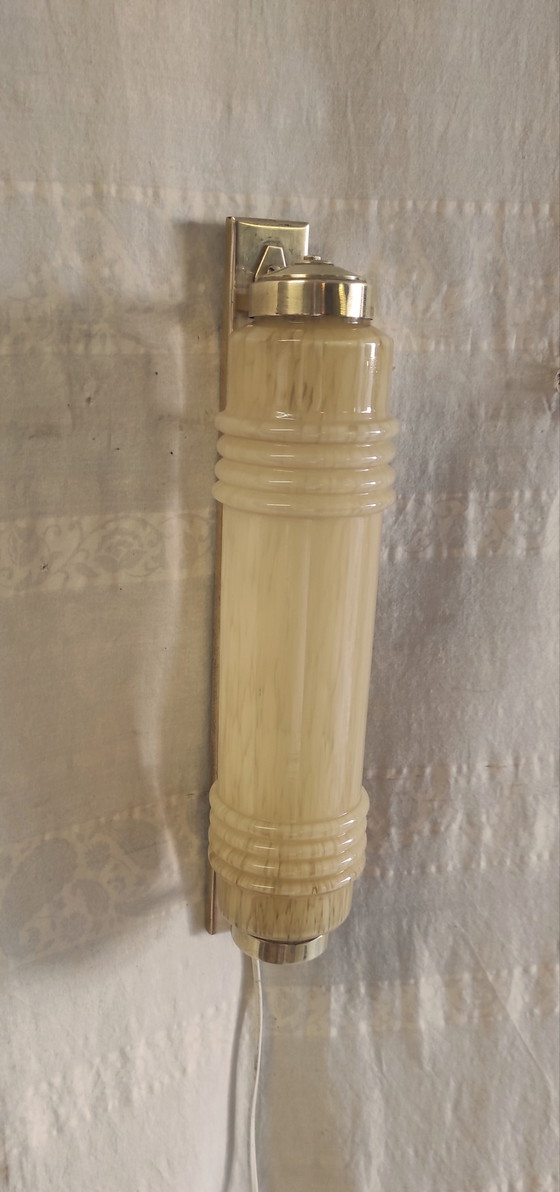 Applique da parete Art Déco in ottone dorato e vetro Clichy - anni '30/'40 – Brass (photo 2 of 8)
