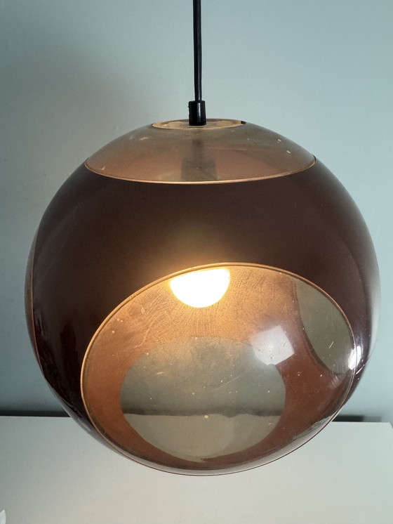 Image 1 of Vintage brown space age lamp Bug Eye pendant lamp 1970s