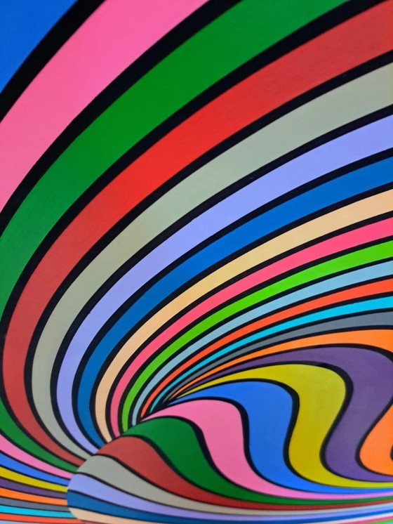 Image 1 of Cuadro abstracto moderno - 'Movimiento' de Franklin van Dam - Op-Art acrílico sobre MDF - 95 x 95 cm