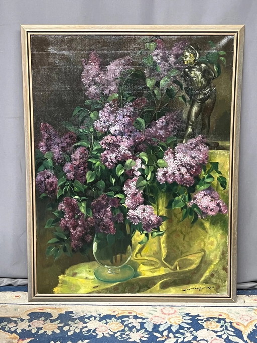 "Still Life with Lilacs" Jan van Malderen – schilderijen tekeningen, Canvas (photo 2 of 8)