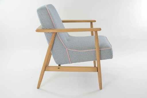 Z-fauteuil in blauwe pied-de-poule.