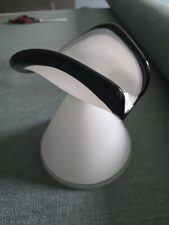 Image 1 of Vase vintage noir et blanc conçu par J. Sluczan-Orkusz pour la verrerie Tarnowiec