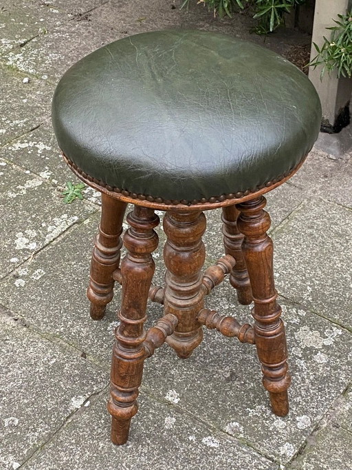 Sgabello per pianoforte antico in rovere, 1880, Napoleone III