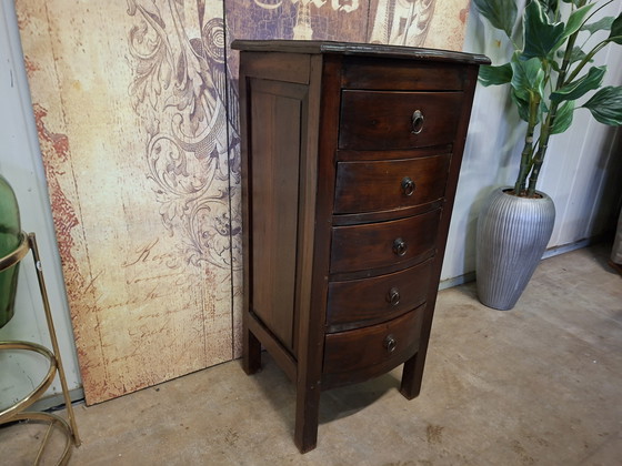 Image 1 of Koloniaal teakhouten ladenkast, apothekerskast, archiefkast afm. 41x39cm en 86cm hoog.