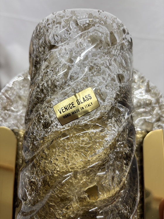 Image 1 of Ensemble vintage de lampes murales en verre de Murano et laiton Kaiser Leuchten