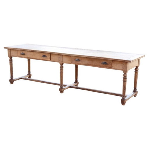 Table de salle à manger de style réfectoire en chêne massif, longueur 274 cm, Italie, début du XXe siècle