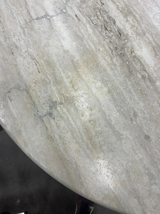 Image 1 of Vintage Italian Solid Travertine Round Dining Table Ø120