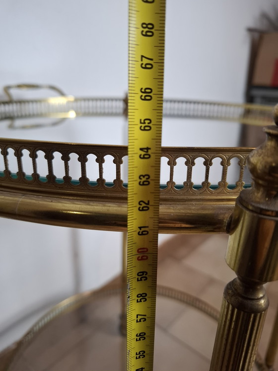 Image 1 of Bar trolley with glass and brass tray.