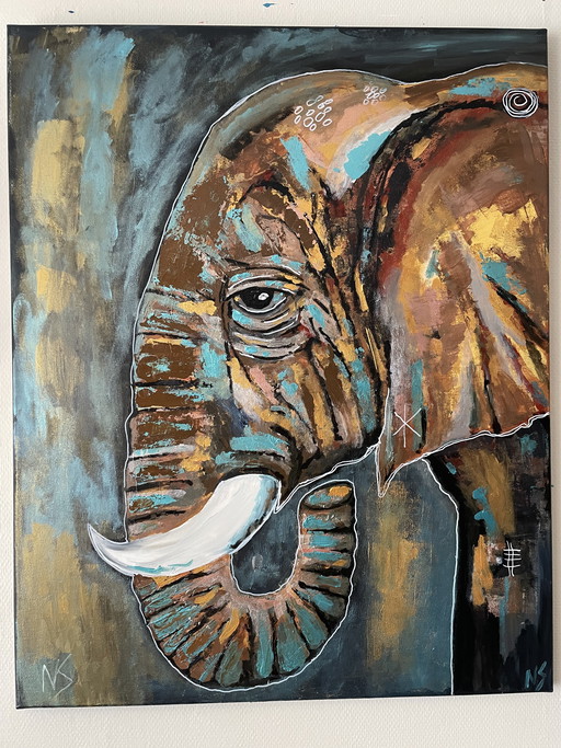 Elephant painting 80 by 100 cm