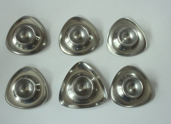 Image 1 of Portauovo di metà secolo in acciaio inox 6 pezzi triangolari vintage