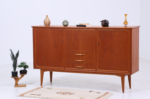 Vintage teak highboard 60s | Mid - Century sideboard drawer cabinet wood storage #07-42