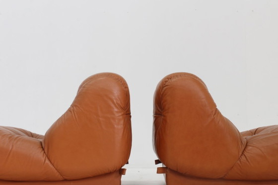 Image 1 of Set Vintage Mimo Padova Nuvolone Fauteuils Cognac Leer Jaren 70