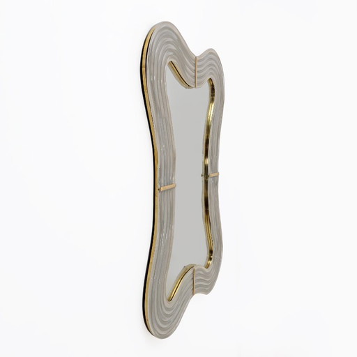 Ondae – Sculptural Mirror in Brass and Murano Glass