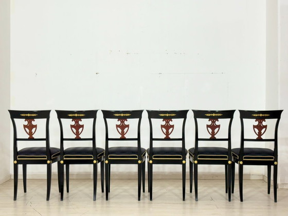 Image 1 of Set of 6 Biedermeier style chairs / vintage dining chairs / kitchen chairs