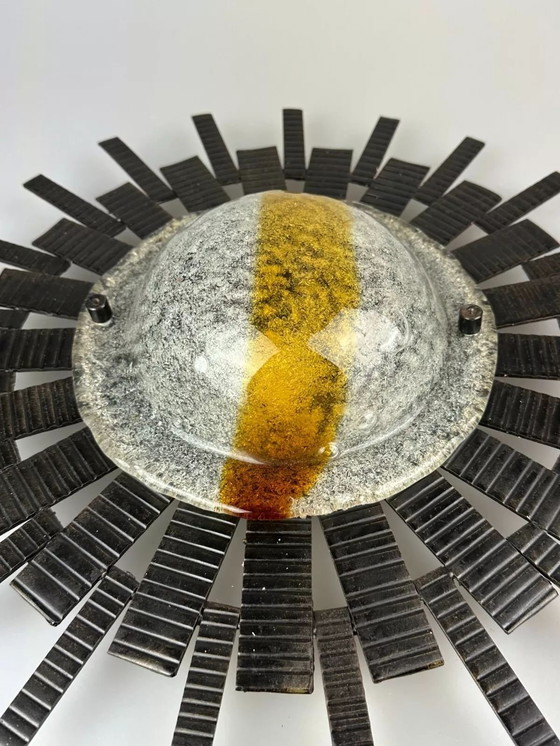 Image 1 of 60s 70s Brutalistische Wandlamp Wandlamp Ijzer & Glas Van Honsel Leuchten