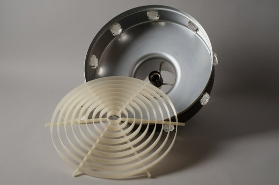 Suspension Vitrika, marron et laiton avec médaillons incrustés, éclairage danois moderne des années 1960. (photo 12 of 12)