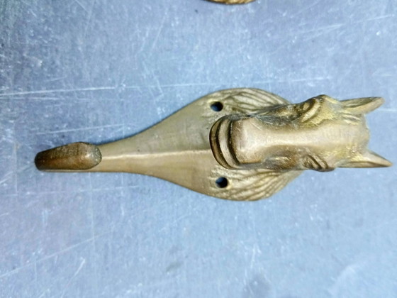 4 vintage massief messing paarden kapstokhaken – Kapstokken, Brass (photo 3 of 6)
