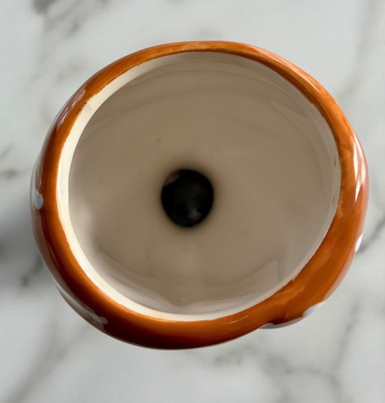 Image 1 of Small vase or flower pot with a woman's face