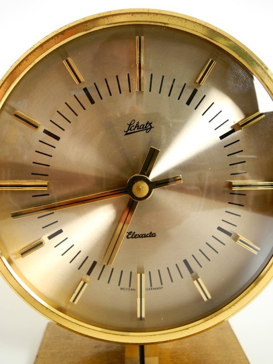 Zeldzame originele ronde messing tafelklok uit de jaren 60 van Schatz Duitsland – Klokken, Brass (photo 12 of 20)