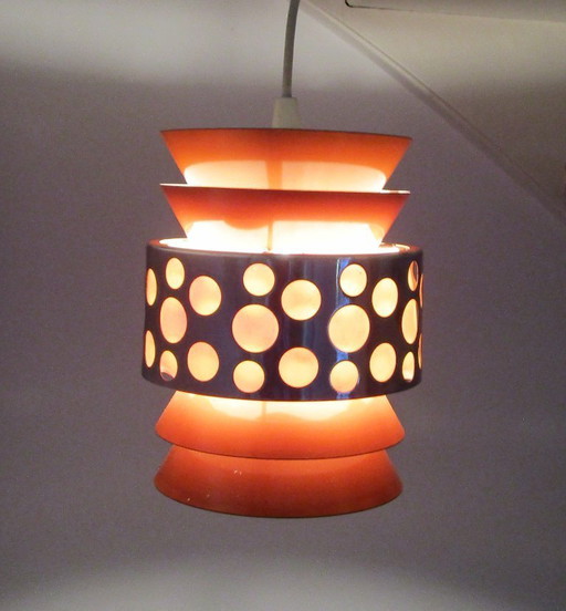Suspension style futuriste, métal orange, chrome, Massive, Belgique, années 1960-1970