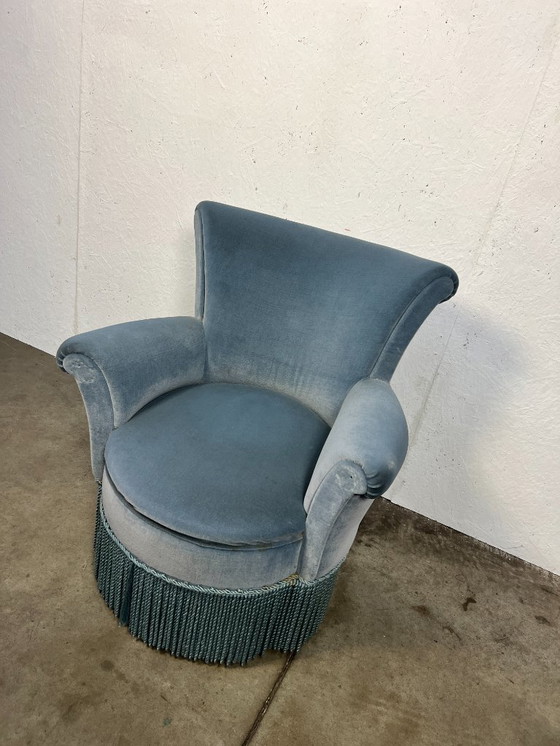 Image 1 of Poltrona da cocktail vintage, Francia anni '60, velluto blu