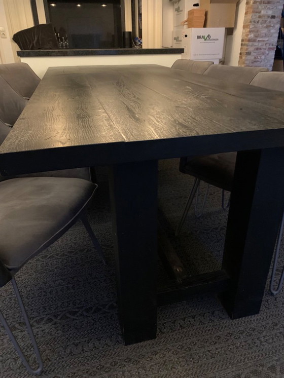 Image 1 of Stylish Black Oak Dining Table XL