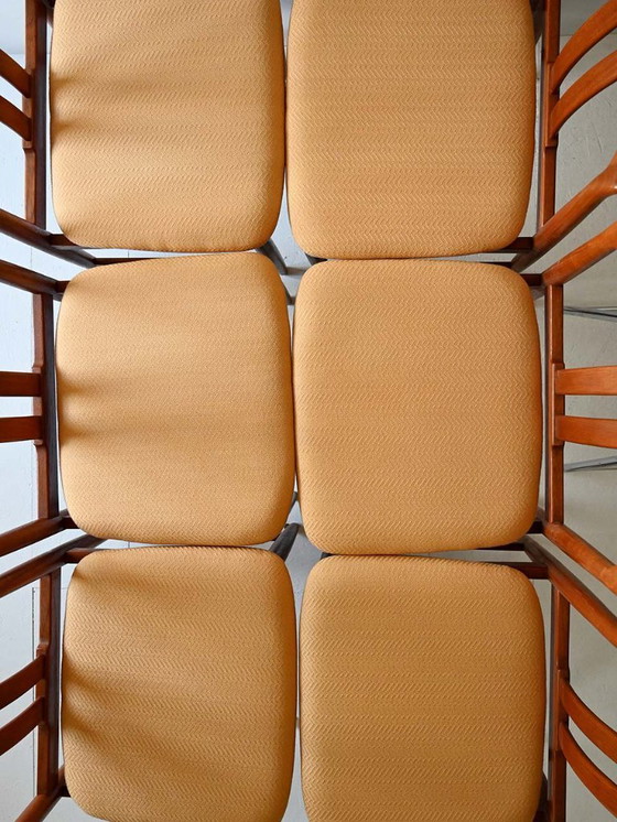 Image 1 of Juego de 6 sillas escandinavas de teca con asientos amarillos