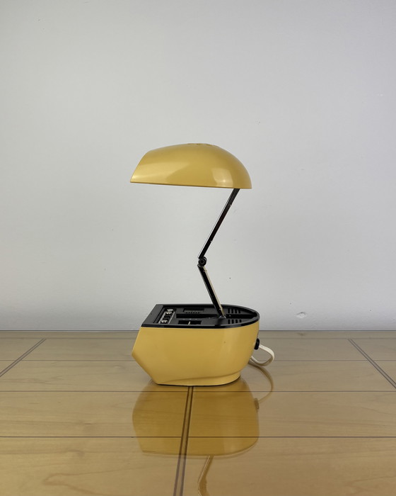 Image 1 of Lamp Table + Clock Vintage Clock - Lamp Zeitlicht Timco 1970s Bedside Lamp 70s Digital Alarm Clock Mid Century Modern Space Age