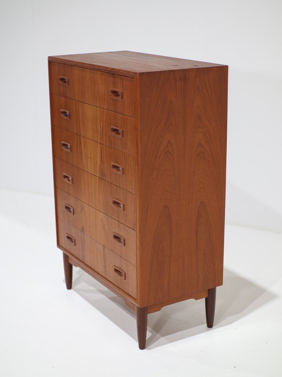 Chest of drawers teak vintage Danish 60s mid-century, Wood, Brown, 1960 (photo 3 of 11)