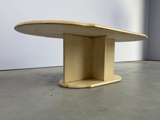 Vintage oval travertine coffee table, 1980s (photo 4 of 9)