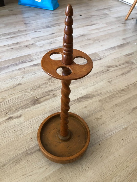 Image 1 of Antique wooden pipe stand - 53 cm high with turned column