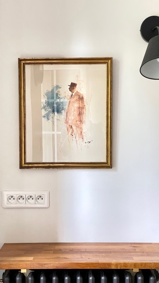 ILLUSTRATION of de Gaulle on Vintage PAPER
