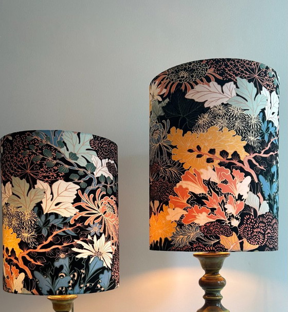 Image 1 of Juego de 2 lámparas: forma de pagoda de los años 60 con esmalte degradado verde