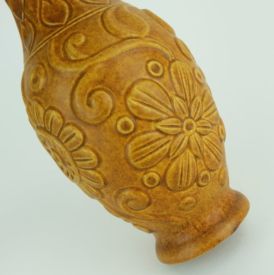 Image 1 of 1960s Bay Ceramic Vase Relief Floral Decor Model 86 25