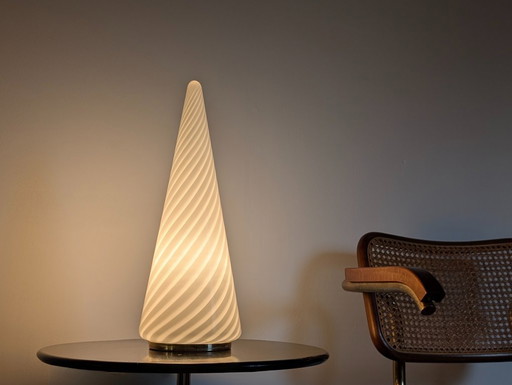 Venini Murano Glass Spiral Cone Table Lamp, Mid-Century