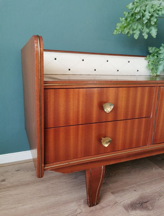 Vintage mid-century dressoir / kaptafel – Hout, Glas (photo 3 of 10)