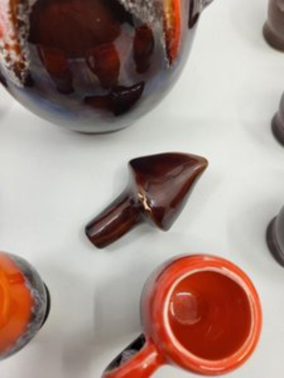 Image 1 of Vallauris keramiek koffieservies Frankrijk Côte-d'Azur 1960 vintage Set van 9