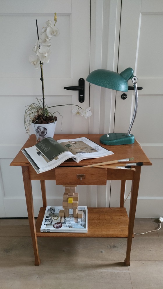 Image 1 of Antieke sidetable art deco tafel vintage tafeltje eiken